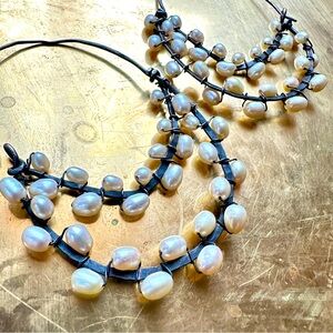 Hand-forged Sterling Silver & Pearl Teardrop Earrings